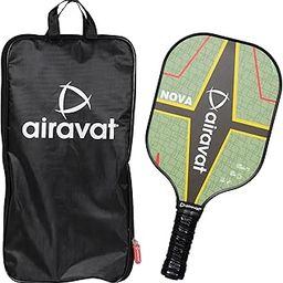 Airavat NOVA 1010L Blue Paddle/Racket Features a Fiberglass face, 12MM Thickness, Lightweight and Elongated Handle for Spin and Power. It Includes Cover and Carry Bag - Olive-image-92