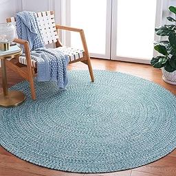 imsid Handwoven Natural Cotton Fibres, Braided Reversible Jute and Cotton Round Rug/Carpet for Bedroom Living/Dining Room (5 x 5 feet, Multi Green)-image-35