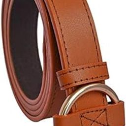 Women's Faux Leather Belt Tan Free Size Ring Buckle-image-69