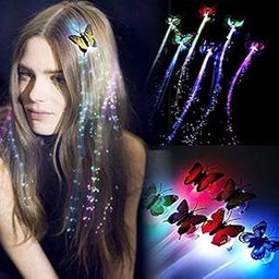 PURCHASE ZONE 4 Pcs LED Flashing Light Butterfly Hair Clip | Braid Optical Fibber Hairpin Party D�cor | Girl and Women Party Favours (Multicolor, Pack Of 4)-image-19
