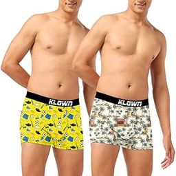 Pack of 2 Printed Trunk for Men | Cotton Blend | Soft & Stretchable | Stylish Men's Underwear | Comfortable Fit | Assorted Prints | Innerwear for Men |White-Green-Yellow-image-83