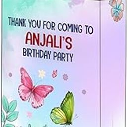 WoW Party Studio Personalized Butterfly Theme Happy Birthday Decorations Return Gift Bag with Birthday Boy/Girl Name, Medium Size, Made of 300GSM Cardstock Paper - 10Pcs-image-11