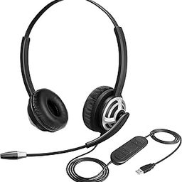 USB Telephone Headset with Microphone Computer PC Headset Dual Ear for Skype Chat, Online Learing, Conference Calls, Voice Chat, Softphones Call, Gaming etc-12