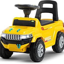 Baybee Speedy Ride on Baby Car for Kids | Ride on Toys Car with Music & LED Light | Portable Push Ride on Jeep with Backrest & Storage Basket | Kids Car to Drive 1-3 Years Boys Girls (Yellow)-image-42