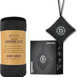 DIFFUZE 4-in-1 Camphor Bag Pro | Luxury Air freshener Set – Natural Jute Bag | Long Lasting Home & Car Perfume | Car Air Purifier (Black Camphor + Microfibre Cloth, Camphor)-1
