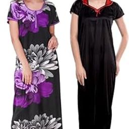 New Satin Designcolor Nightdress Nighty for Women & Girls- Pack of 2-image-92