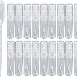 Hunky Dory 5ml 20pcs Plastic Spray Bottle 3ml 2pcs pipette .Transparent Empty Plastic Pocket Pen Spray Bottle Refillable Bottle Sanitizer, Toner, Perfume, Lotion, Moisture, Oil, Costemic, Travel use-0