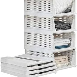 SHIPLORD® Stackable Cloth Wardrobe Storage Boxes ‚¨ 4 Pack Foldable Plastic Drawer Organizers for Closet & Shelf-image-15