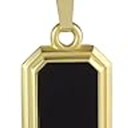Gold Plated Rope Chain Black Enamel Brass Black Square Rectangle Bar Pendant-0