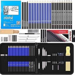 Corslet 47 Pcs Sketching Kit Drawing Pencil Set Art Supplies for Artist Charcoal Sketch Shading Graphite Pencils Set Drawing Kit for Drawing Sketching & Shading Sketch Book with Zipper Carry Bag-18