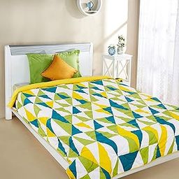 Amazon Brand - Solimo Microfibre Quilt AC Blanket, 120 GSM, Yellow, Single (Argyle Adventures, 150 x 230 cm)-image-10