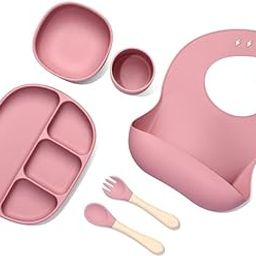 NIYANETAIL 6-Piece Baby Feeding Set – Silicone Suction Plate, Bowl, Cup, Adjustable Bib, Spoon & Fork | Non-Toxic, BPA-Free Toddler Feeding Kit for Babies, Kids, Girls & Boys (Dark Pink)-picture-12