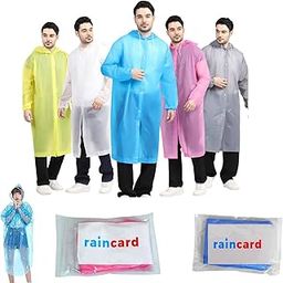 (1 pcs EVA Waterproof Unisex Rain Coat Hooded Full Sleeves Outdoor Men & (2 pcs) Disposable RainCard for Emergency Use Waterproof with Smallest Pocket Size| Thin Plastic Multi Color Free Size-picture-9