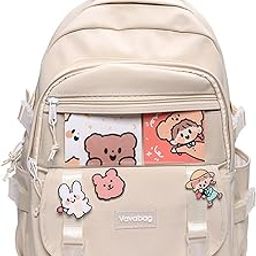 Kawaii Backpack Cute with Pins Bear Pendant Aesthetic School Bag Supplies Japanese Ita Bag Accessories Canvas Daypack-image-40