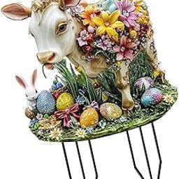 Garden Stakes Decoration Patio Stake Animal Sculpture for Fence Lawn Outdoor Style C |1 Easter Garden Stake-image-44