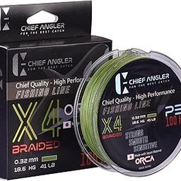 Chief Angler Saltwater and Freshwater PE Braided Fishing Line Strand 4X Green 0.32MM-41LB 100M-image-5