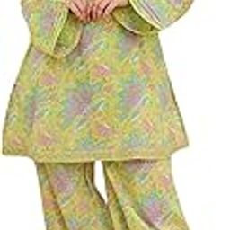 Women's Pure Cotton Big Flower Printed Long Sleeves Top with Matching Pant Cord Set-image-3