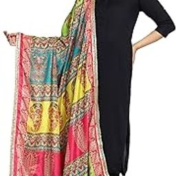 Women's Poly Silk Digital Graphic Printed Ethnic Dupatta, Chunni (Design-4) (Multi), 2.25 Mtrs-10