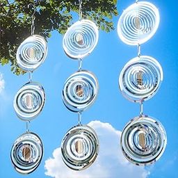 Bird Scare Devices, 9 Pack 3D Stainless Steel Reflective Bird Scare Discs, Sparkly Wind Spinners Outdoor Garden Decor, Keep All Birds Away Woodpeckers Pigeons from Your House Garden Boat Orchard-picture-14