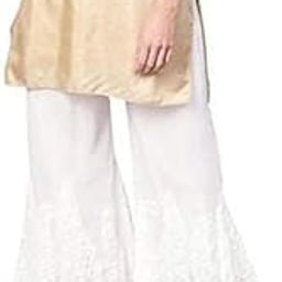 Women's Faux Georgette Lucknowi Chikankari Flared Sharara with Cotton Lining Attached Inside-image-26