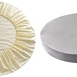 HEAVENGLOW 2PCS Solid Color 100% Cotton Round Bed Fitted Sheet Bed Cover-image-82