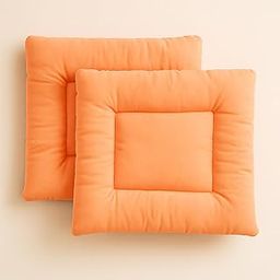 ink craft Cotton Filling Square Shape Washable Floor Cushion Mat Pooja Aasan for Traditional Yoga Meditation Dinner Home Spiritual Multipurpose Use Portable Solid Pattern | 24X24 Inch (Orange)-21