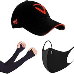 Adjustable Unisex Cap and Hand Glove Quick Drying Sun Hat Protection for Men and Women Freesize Baseball Caps (Pack of 3) Black-62