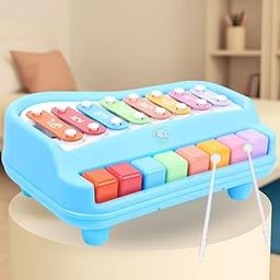2 in 1 Small Xylophone and Piano Toy for Kids with Colorful Keys and Drum Sticks - Musical Instrument Toy for Baby and Toddlers-image-120