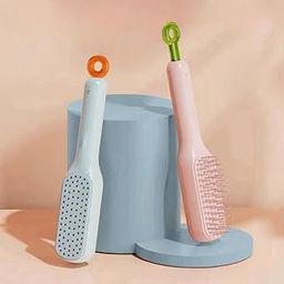 DEVKUR Self Cleaning Hair Brush Hairbrushes for Women Easy Clean Hair Brush, Massage Comb with Retractable Bristles One-pull Clean Anti Static Hair Brush Tools for All Hair Types (Pack of 2)-29