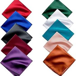Satin Pocket Square for Men, Wedding Handkerchief for Suits, Blazers & Tuxedo, Men's Pocket Square Combo (Pack of 10)-picture-32