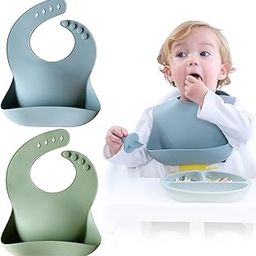 Silicone Baby Bibs 2 Pack, BPA Free Waterproof Adjustable Fit Bibs for Babies & Toddlers-16