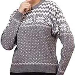 axorra - let's flex Women’s Woolen Winter Sweater | Stylish Round Neck Pullover with Snowflake & Geometric Knit Design | Cozy Full Sleeve Casual Jumper for Ladies & Girls-picture-1