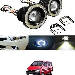 AUTOADDICT Car LED Fog Lights 3.5" High Power Led Projector Lamps Cob with White Angel Lights Eye Ring for Maruti Suzuki Eeco-image-94
