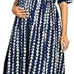 Women's Pure Cotton Geometric Printed A-Line Maternity Kurta-image-80