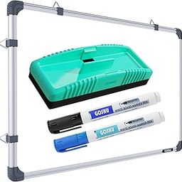 GOSHU Non Magnetic White Board 3 feet x4 feet Double Sided White and Chalk Board Both Side Writing Boards Includes One White Board Duster, Two Whiteboard Markers (3x4 feet, Pack of 4 Items)-2