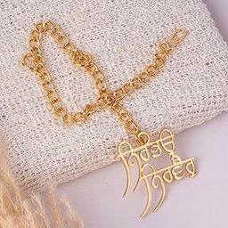 Gold-Plated Finish Brass Punjabi Nirwho Car Hanging, Traditional Design-image-28