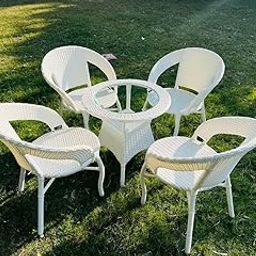 Alisha Craft D-12 Chairs Table Set 4+1 Wicker Patio Furniture Sets 4 Chair and 1 Table with Cushions for Garden Balcony Bedroom Powder Coated Frame Uv Protected Wicker AC_19-image-54