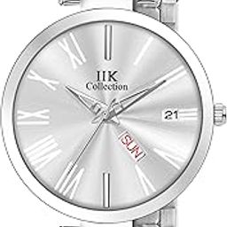 Watches for Women Round Studded Dial |Day and Date Quartz Movemnet |Long Battery Life|Stainless Steel Bracelet Chain Strap|Double Lock Clasp Safety Watches for Girls-image-98