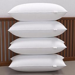 MY ARMOR Height Adjustable Microfiber Pillows Set of 4 for Sleeping, 41x61 cm, Without Cover, White-4