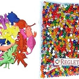 REGLET 100 Grams Multicolour Water Expanding Jelly Balls + 10 Pcs Growing Animals - Super Absorbent Polymer Jelly Balls - Magic Water Crystal Jelly Balls - Jelly Water Beads for Plants-image-44