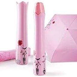 Rose Flower Case Umbrella Lightweight Waterproof UV Protection Mini Compact Foldable Design Travel Umbrella with Waterproof and Compact Bottle for Monsoon and Summer(multi color)-picture-42