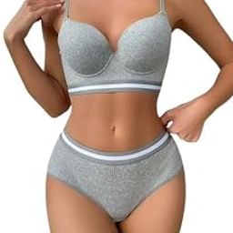 Women's Gorgeous Heavy Padded Push Up Bra Panty Set, Full Coverage Elegance Lingerie Set, Lightly Padded Bra and Matching Hipster Panty Set-image-94