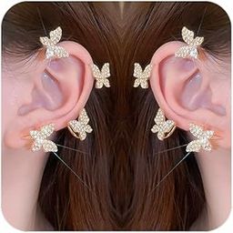 Butterfly Ear Cuff Earrings Sparkly Butterfly Ear Wrap Clip On Earrings Fairy Right Left Ear Cuffs Non Piercing-image-68