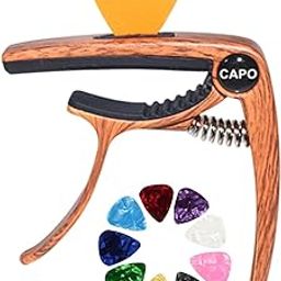 Dark Wood 3in1 Zinc Metal Capo for Acoustic and Electric Guitar-22