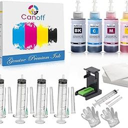 CANOFF CMYK Refill Kit with Suction Tool Combo Pack of High Yield Inkjet Cartridge Ink Refill Compatible for HP and Canon Cartridge Printers - 100ml Per Bottle (Cyan, Magenta, Yellow, Black)-picture-29