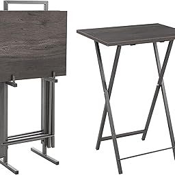 JOIN IRON Foldable TV Trays for Eating Set of 4 with Stand,Folding TV/Snack Tray Table Set,Folding TV Dinner Tables for Small Space,(Grey)-image-24