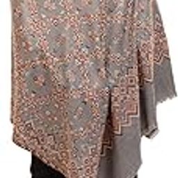 Traditional Wool Blend Jamawar Shawl for Men - Gray color - Size 40X80 Inchs-image-24