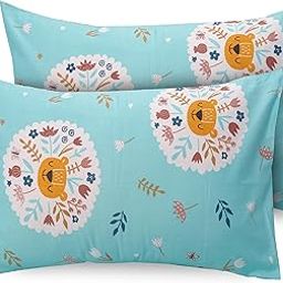Huesland by Ahmedabad Cotton 210 TC Kids Cotton Pillow Cover Set of 2 - Mint Green & White-picture-17