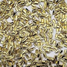 INDIKONB Fold-Over Crimp Cord Ends | Golden Ribbon Clasp Tips & End Clamps for DIY Jewelry Making | Connector Components Pack of 100-image-14