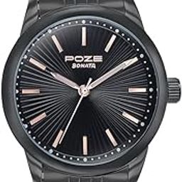 Sonata Poze Quartz Black Dial Black Metal Strap for Men-SP70040NM01W-picture-48